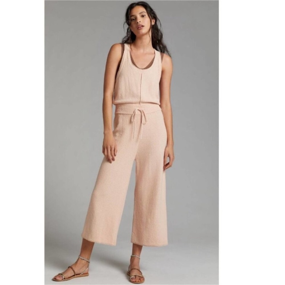 New $118 Anthropologie daily practice cropped knit jumpsuit in medium